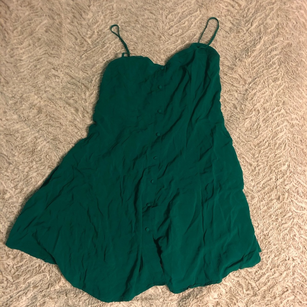 Papaya Spaghetti Strap Button Dress